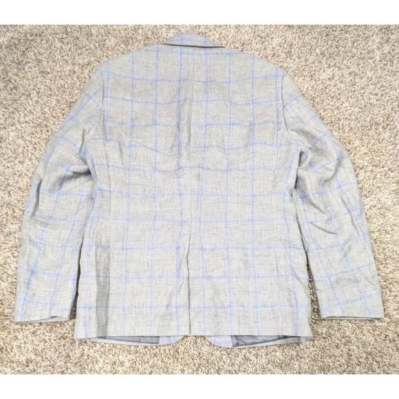 Ralph Lauren LRL Blazer Jacket Mens 38R Grey Windowpane Check Linen Sport Coat - Picture 3 of 10